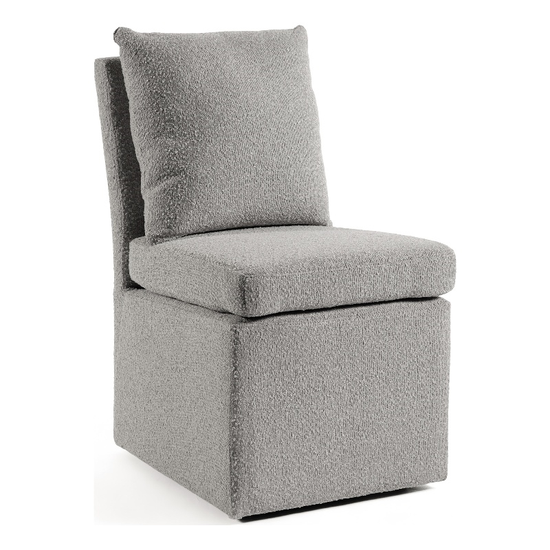 Furniture of America Mortimer Boucle Fabric Swivel Gray Side Chair with Casters