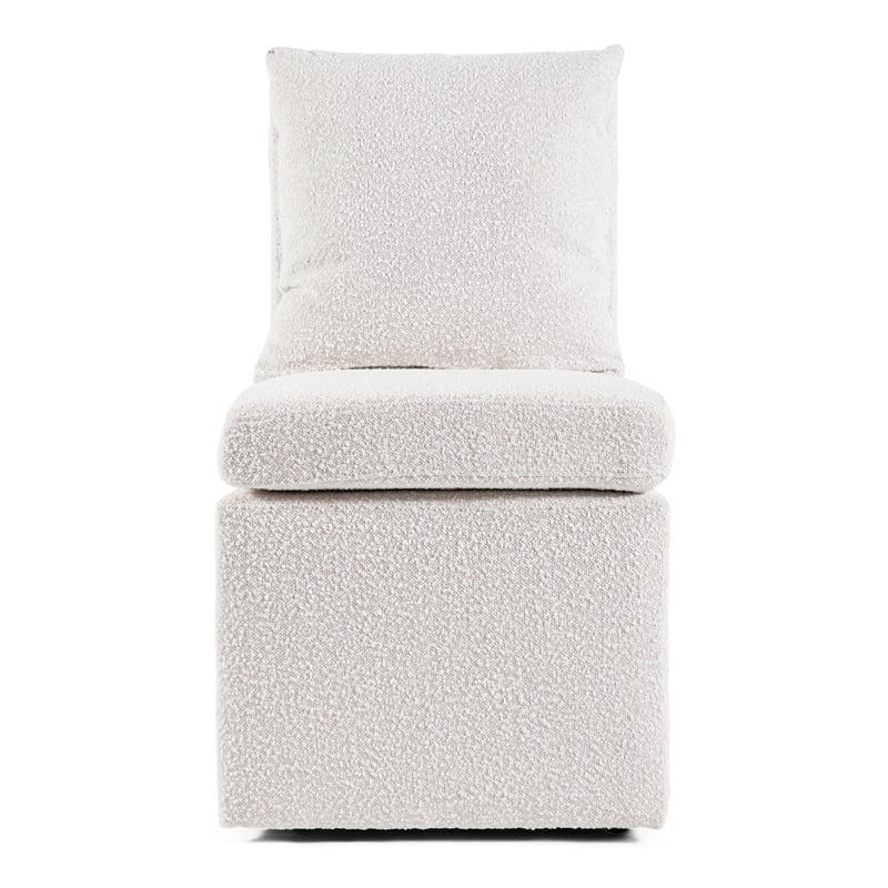 Furniture of America Mortimer Boucle Fabric Swivel White Side Chair with Casters