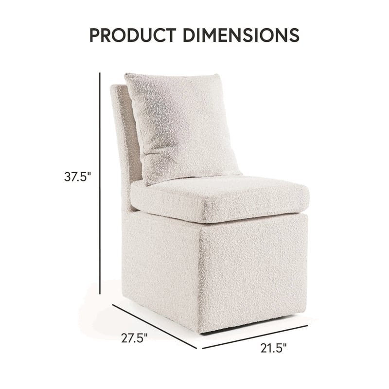 Furniture of America Mortimer Boucle Fabric Swivel White Side Chair with Casters