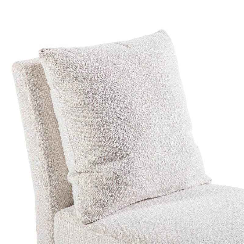 Furniture of America Mortimer Boucle Fabric Swivel White Side Chair with Casters