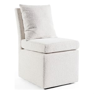 Furniture of America Mortimer Boucle Fabric Swivel White Side Chair with Casters