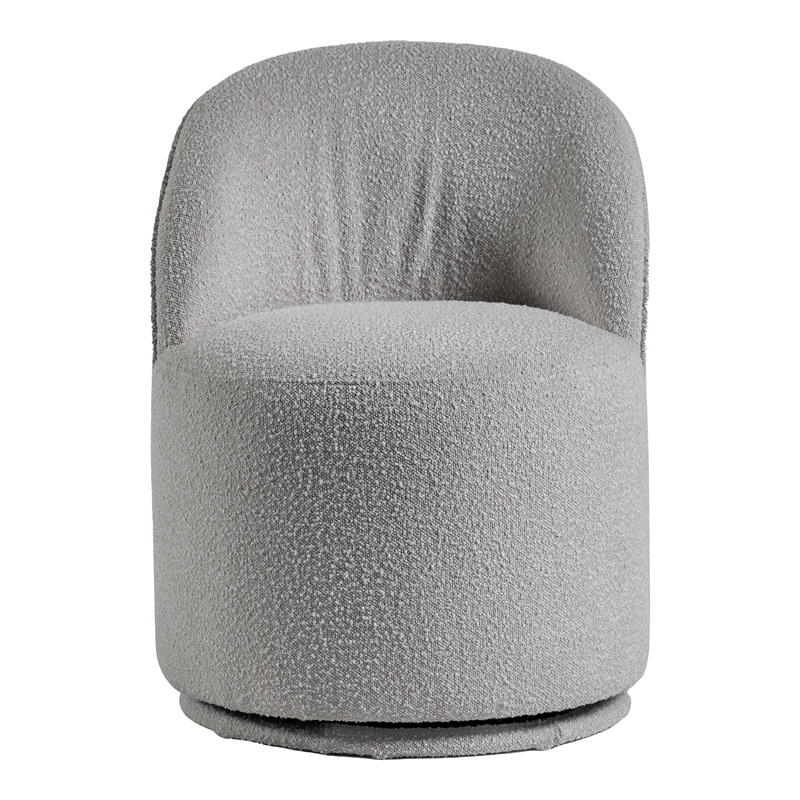 Furniture of America Mortimer Boucle Fabric Swivel Gray Round Dining Chair
