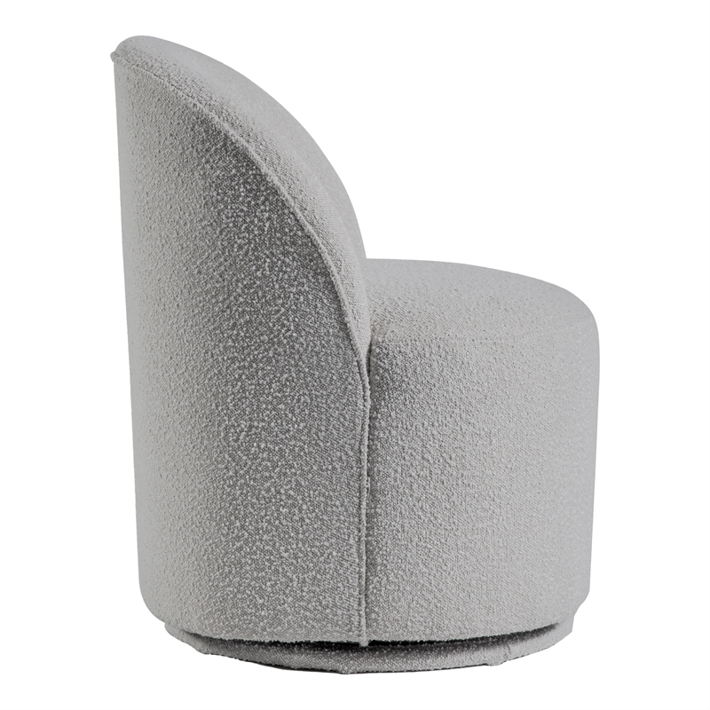 Furniture of America Mortimer Boucle Fabric Swivel Gray Round Dining Chair