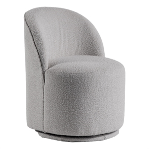 Furniture of America Mortimer Boucle Fabric Swivel Gray Round Dining Chair
