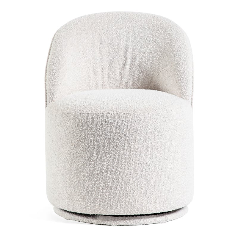 Furniture of America Mortimer Boucle Fabric Swivel White Round Dining Chair
