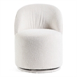 Furniture of America Mortimer Boucle Fabric Swivel White Round Dining Chair