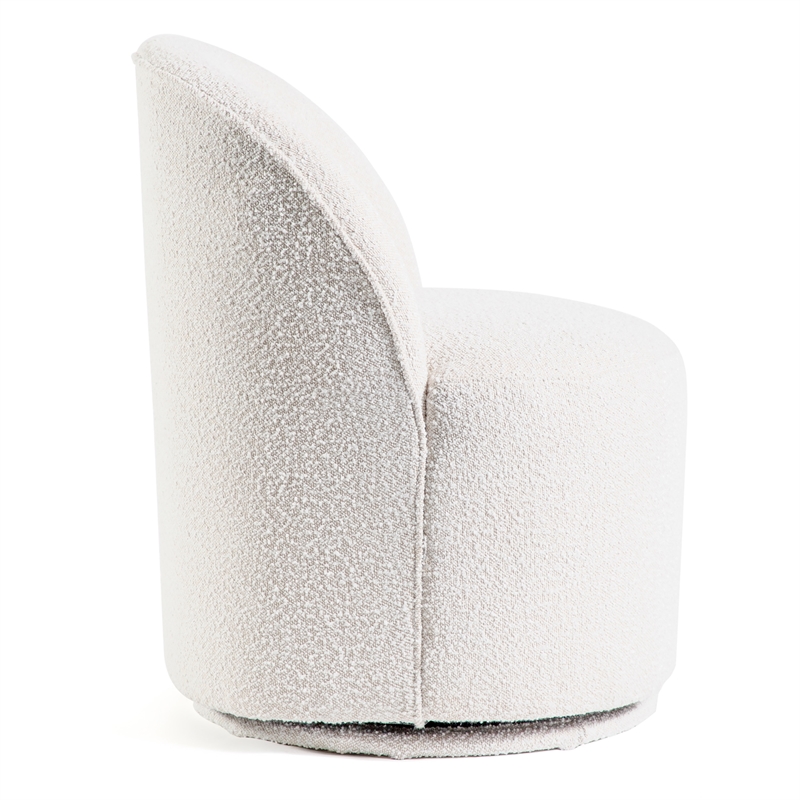 Furniture of America Mortimer Boucle Fabric Swivel White Round Dining Chair