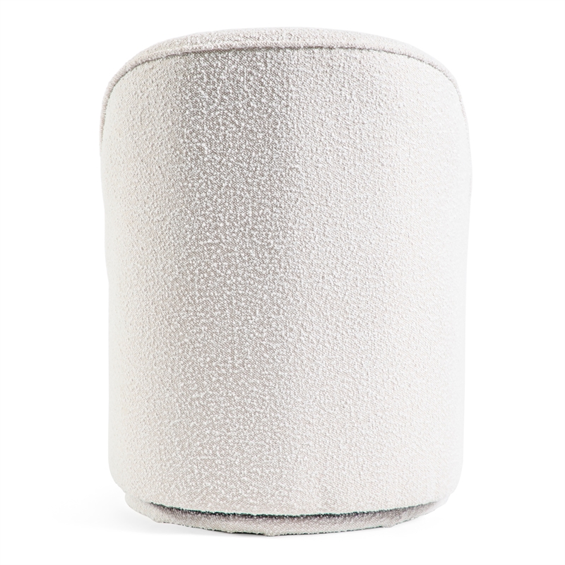 Furniture of America Mortimer Boucle Fabric Swivel White Round Dining Chair