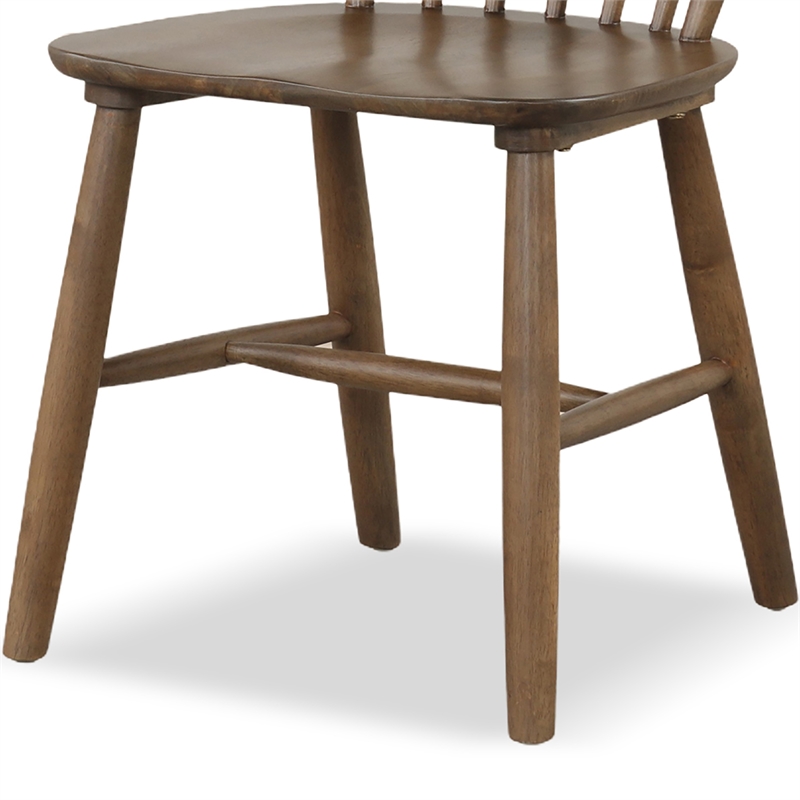 Furniture of America Worlow Solid Wood Windsor Dining Chair in Walnut (Set of 2)