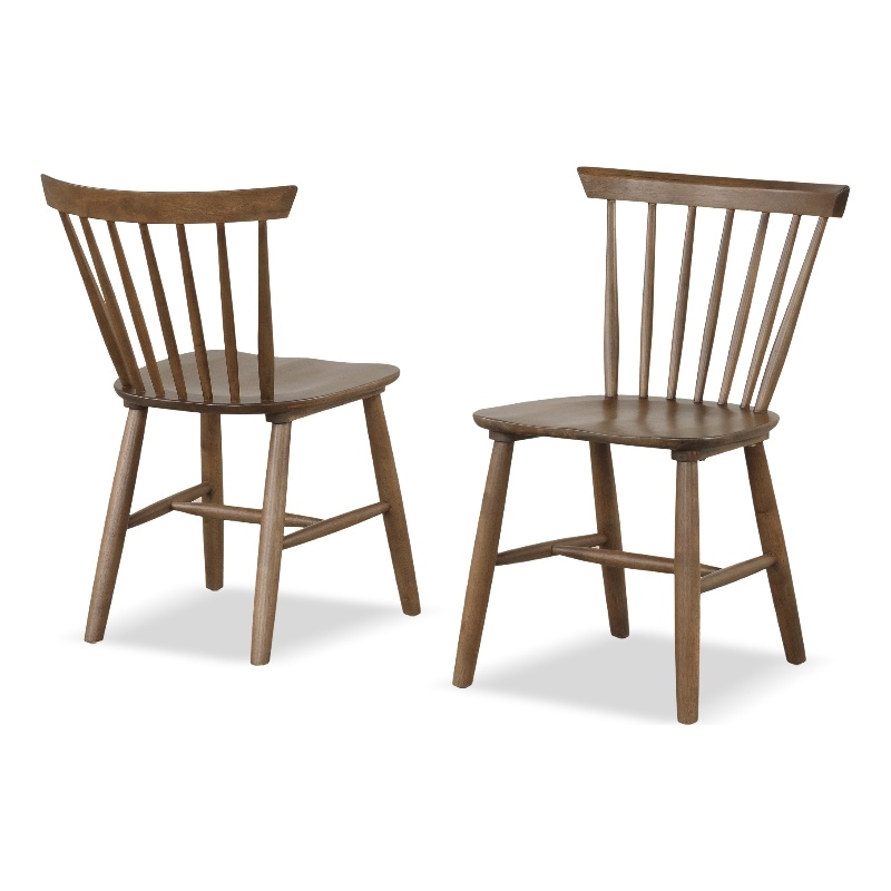 Furniture of America Worlow Solid Wood Windsor Dining Chair in Walnut (Set of 2)