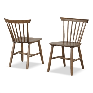 Furniture of America Worlow Solid Wood Windsor Dining Chair in Walnut (Set of 2)
