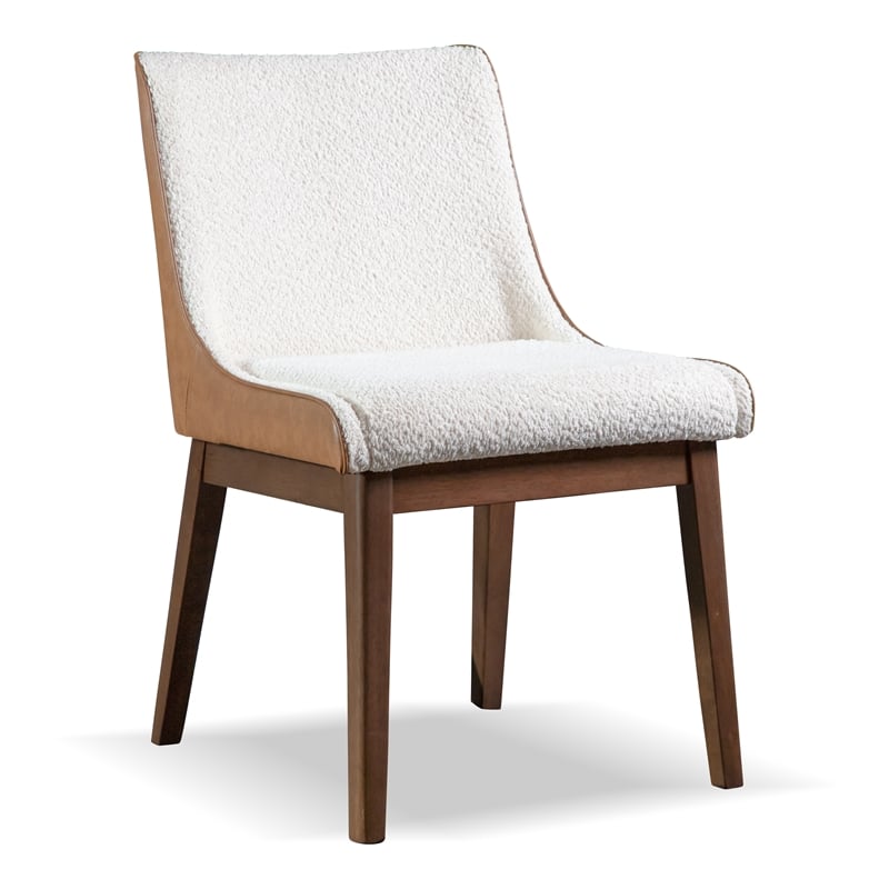 Furniture of America Lysander Boucle Fabric Side Chairs in Walnut (Set of 2)