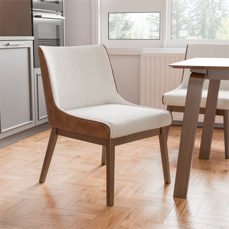 Furniture of America Lysander Boucle Fabric Side Chairs in Walnut (Set of 2)