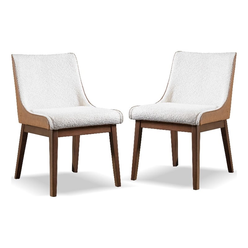 Furniture of America Lysander Boucle Fabric Side Chairs in Walnut (Set of 2)