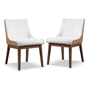Furniture of America Lysander Boucle Fabric Side Chairs in Walnut (Set of 2)