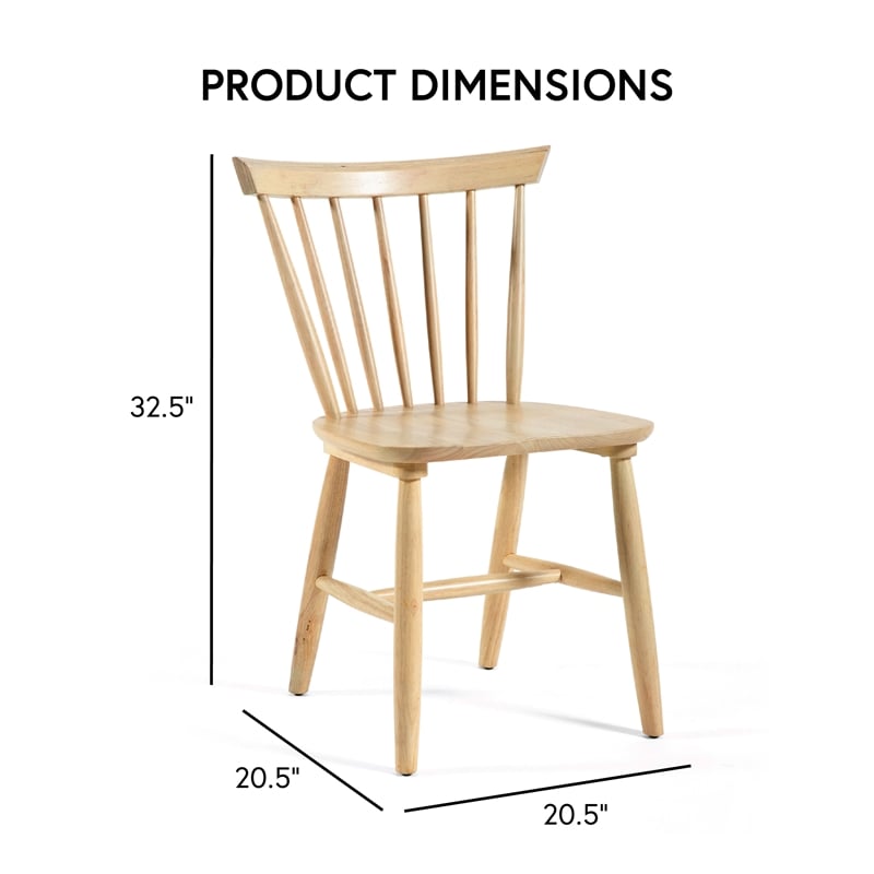 Furniture of America Alakez Solid Wood Spindle Back Side Chair in Oak (Set of 2)