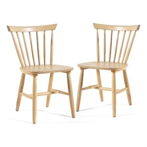Furniture of America Alakez Solid Wood Spindle Back Side Chair in Oak (Set of 2)