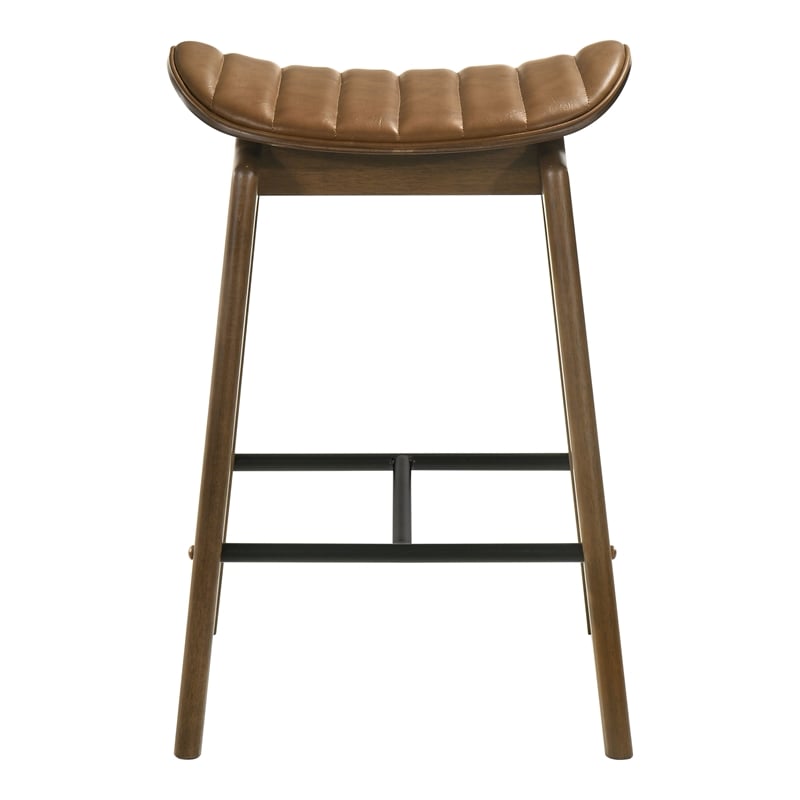 Furniture of America Hemat Solid Wood Counter Dining Chairs in Walnut (Set of 2)