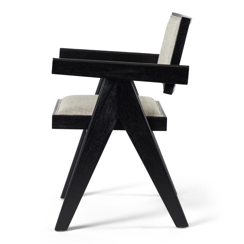 Furniture of America Lestari Solid Wood V-Leg Arm Chairs in Black (Set of 2)