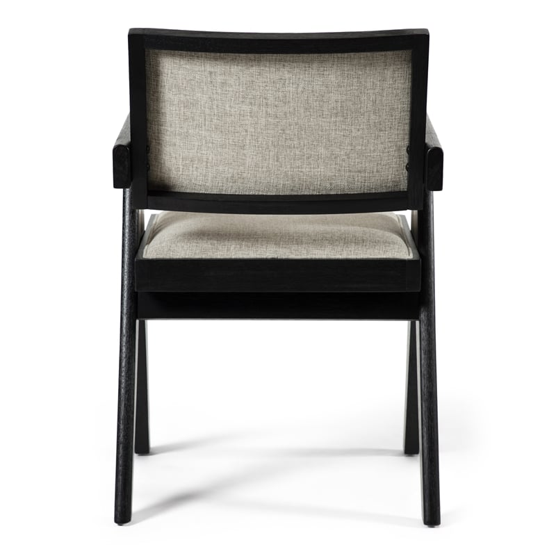 Furniture of America Lestari Solid Wood V-Leg Arm Chairs in Black (Set of 2)
