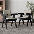 Furniture of America Lestari Solid Wood V-Leg Arm Chairs in Black (Set of 2)