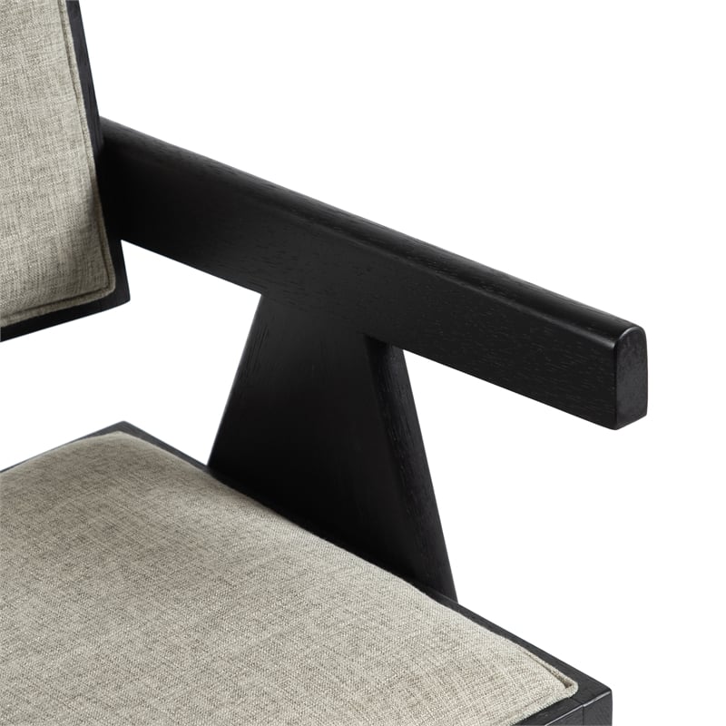 Furniture of America Lestari Solid Wood V-Leg Arm Chairs in Black (Set of 2)