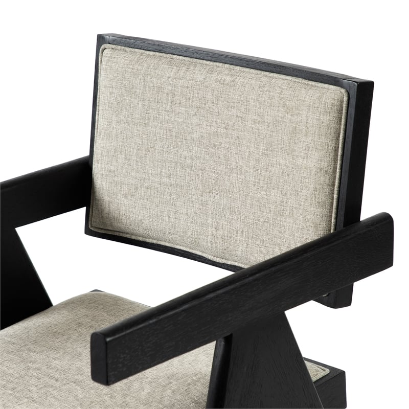 Furniture of America Lestari Solid Wood V-Leg Arm Chairs in Black (Set of 2)