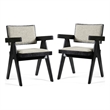 Furniture of America Lestari Solid Wood V-Leg Arm Chairs in Black (Set of 2)