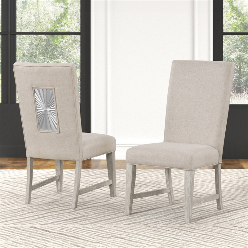 Furniture of America Celestia Solid Wood Side Chairs in Light Gray (Set of 2)