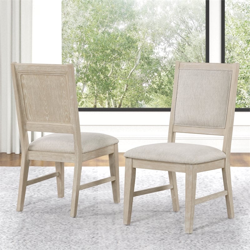 Furniture of America Don Fabric Upholstered Side Chairs in Oak (Set of 2)