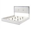 Furniture of America Quince Solid Wood King Bed with LED Headboard in White