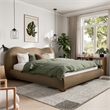 Furniture of America Lunaria Velvet Camel-Back Headboard King Bed in Brown