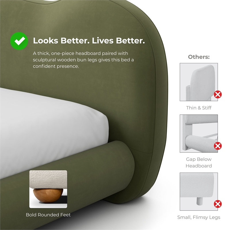 Furniture of America Lunaria Velvet Camel-Back Headboard King Bed in Brown