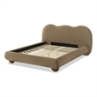 Furniture of America Lunaria Velvet Camel-Back Headboard Queen Bed in Brown