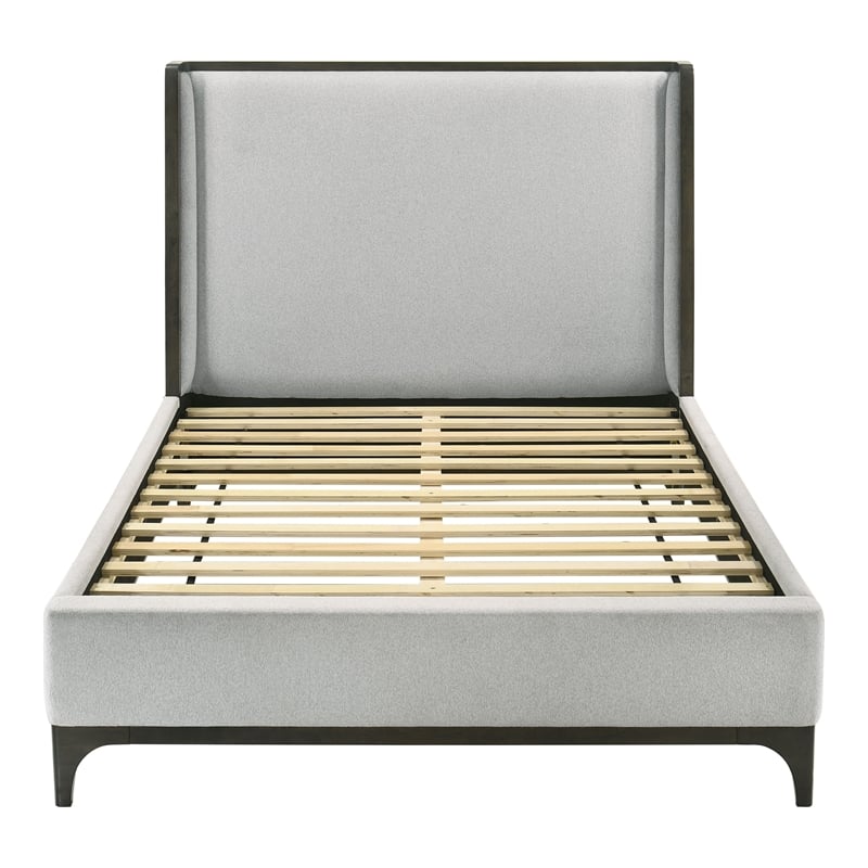 Furniture of America Sylvester Fabric Wingback Design King Platform Bed in Gray