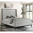 Furniture of America Sylvester Fabric Wingback Design King Platform Bed in Gray