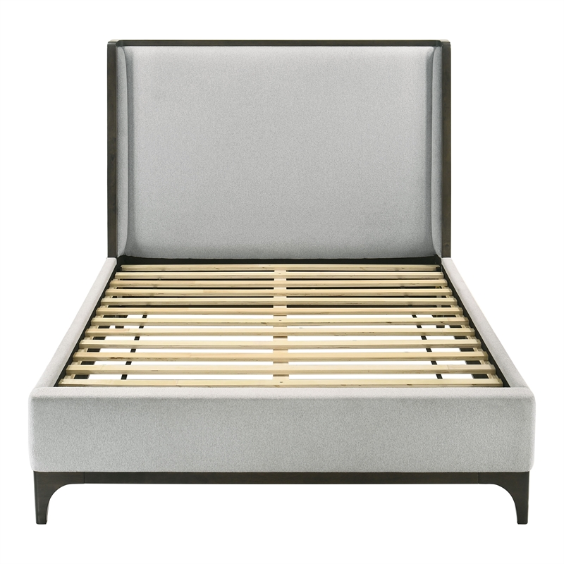 Furniture of America Sylvester Fabric Wingback Design Queen Platform Bed in Gray