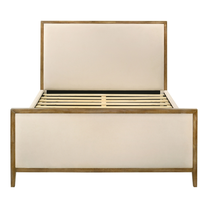 Furniture of America Raddix Fabric Upholstered Mattress Ready Queen Bed in Oak