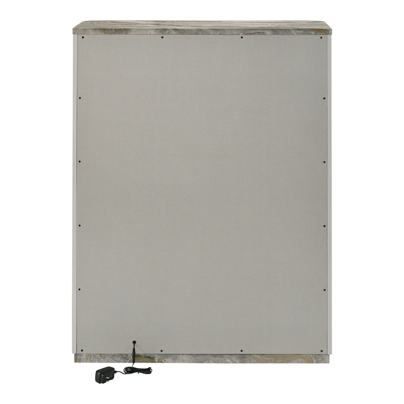 Furniture of America Bruna Solid Wood 5-Drawer Chest with LED in Light Gray