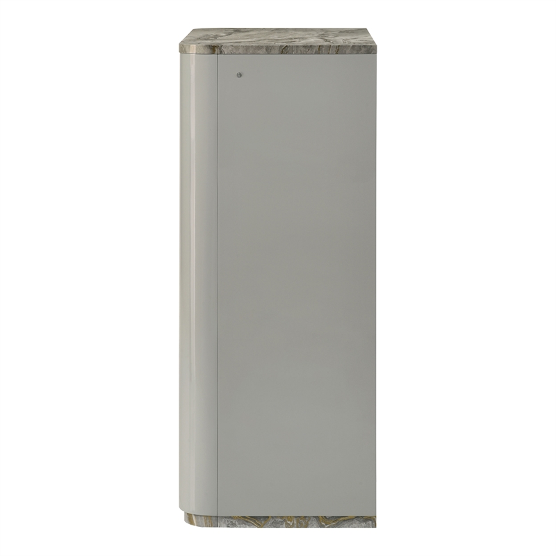 Furniture of America Bruna Solid Wood 5-Drawer Chest with LED in Light Gray