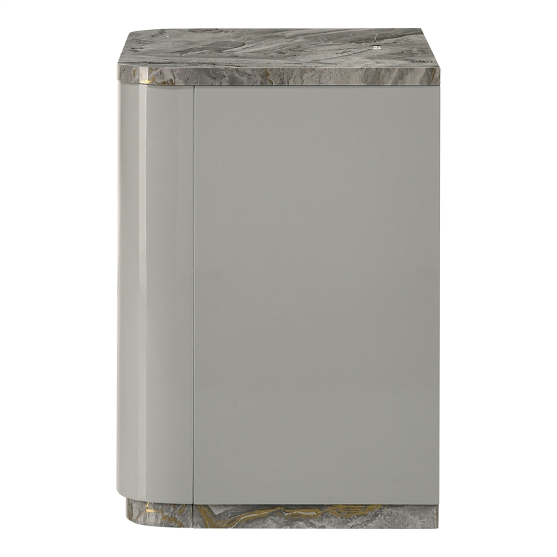 Furniture of America Bruna Solid Wood 2-Drawer Nightstand with LED in Light Gray