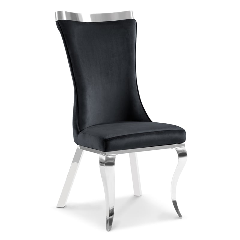 Furniture of America Balast Velvet Upholstered Side Chairs in Black (Set of 2)