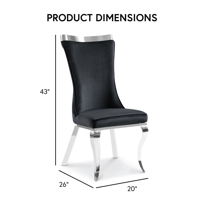Furniture of America Balast Velvet Upholstered Side Chairs in Black (Set of 2)