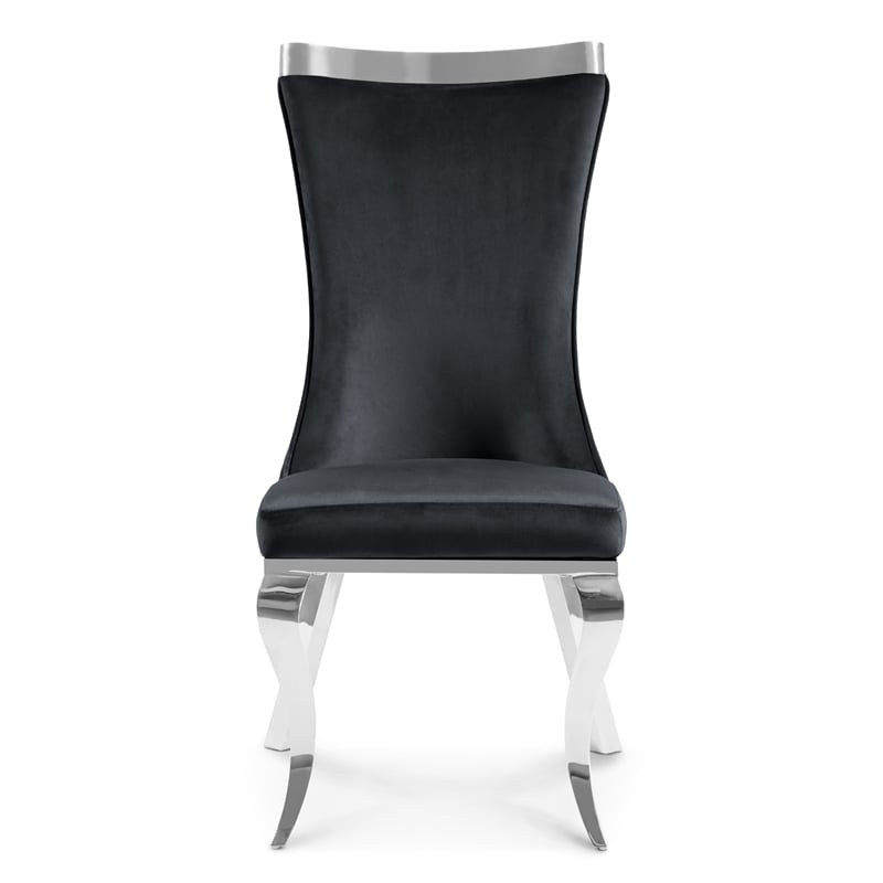 Furniture of America Balast Velvet Upholstered Side Chairs in Black (Set of 2)