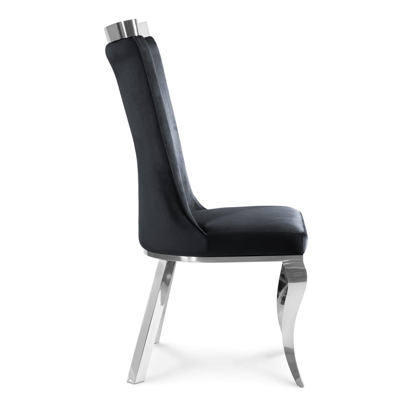 Furniture of America Balast Velvet Upholstered Side Chairs in Black (Set of 2)