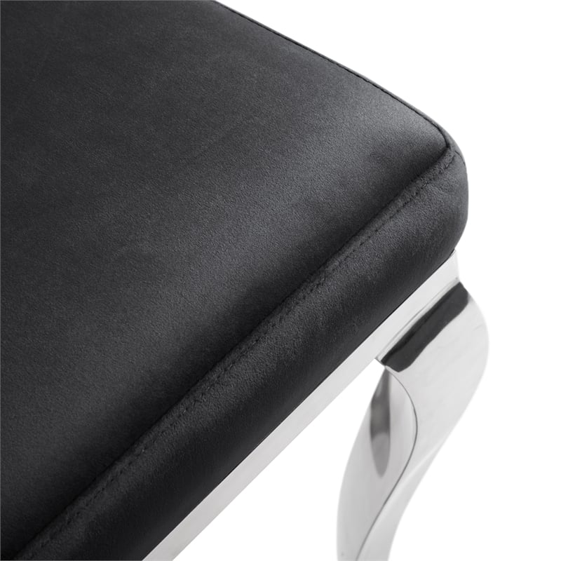 Furniture of America Balast Velvet Upholstered Side Chairs in Black (Set of 2)