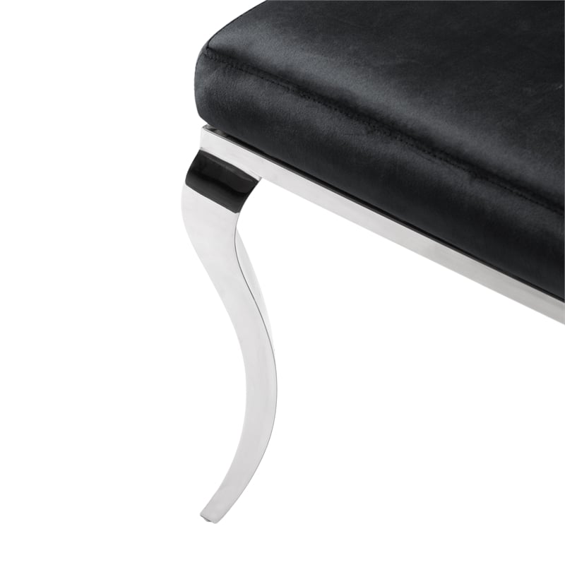 Furniture of America Balast Velvet Upholstered Side Chairs in Black (Set of 2)