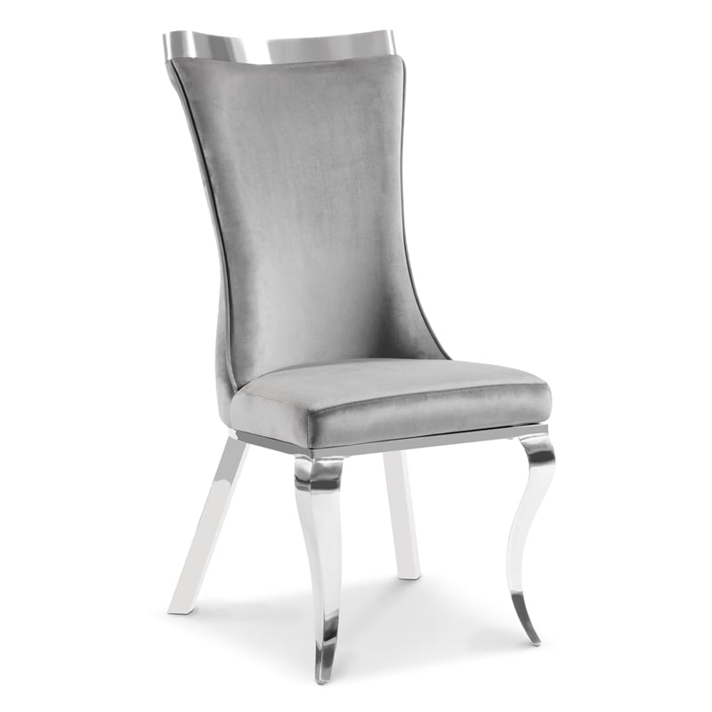 Furniture of America Balast Velvet Upholstered Side Chairs in Gray (Set of 2)