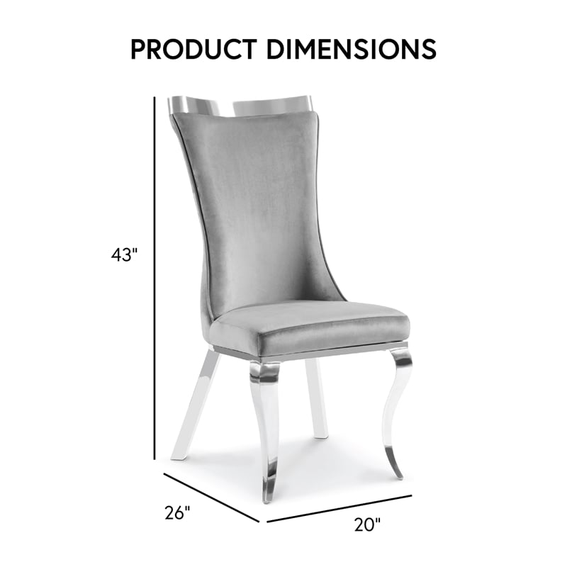 Furniture of America Balast Velvet Upholstered Side Chairs in Gray (Set of 2)