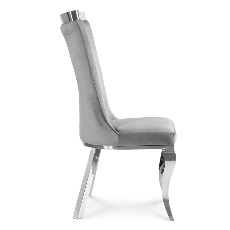 Furniture of America Balast Velvet Upholstered Side Chairs in Gray (Set of 2)